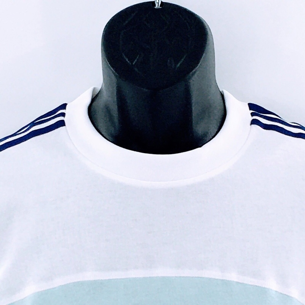 Adidas Originals Mens T Shirt White Teal Colorblock Trefoil Center Logo Sz M - Picture 4 of 14